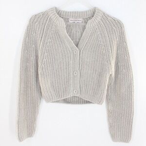 Willow & Wind Cardigan Sweater Chunky Knit Cropped Size S Grey